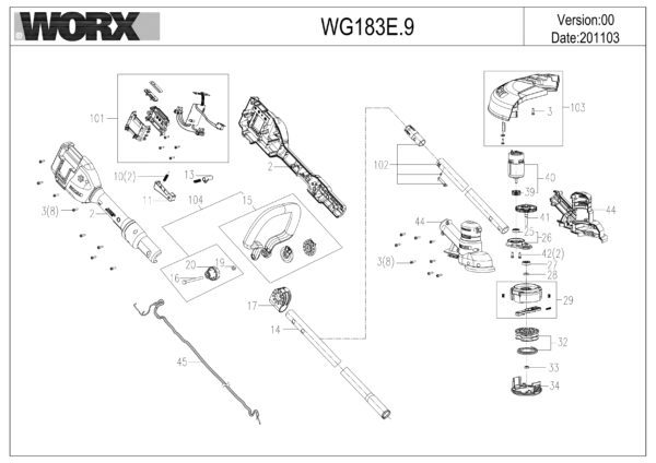 WORX 40V Cordless String Trimmer WG183E.9